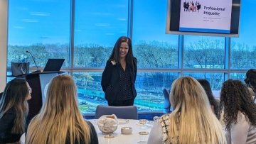 Pharmacy students learn about etiquette from Dr. Ana C. Quiñones-Boex