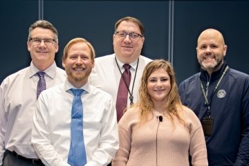 Members of the faculty panel who gave the medical students the lecture in a group photo.