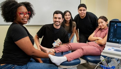 Health Careers institute students learning about podiatry.